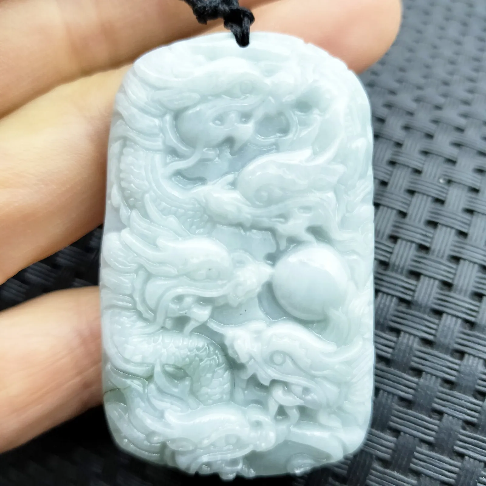 Certified Lavender Natural Type A Jade Jadeite Carved Nine Dragons Bead Pendant - Image 3
