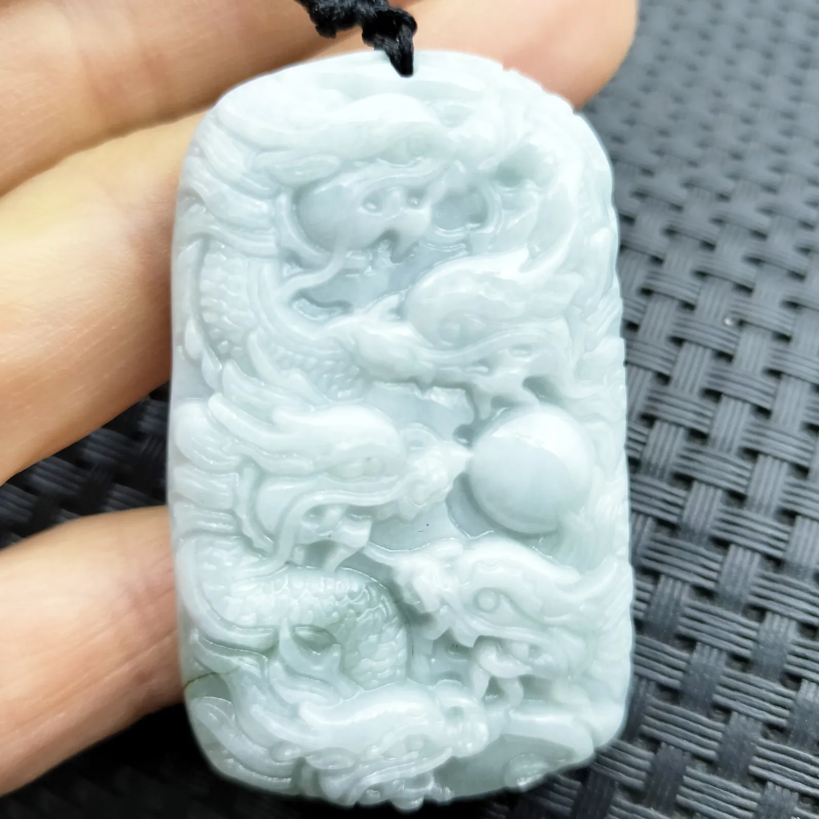 Certified Lavender Natural Type A Jade Jadeite Carved Nine Dragons Bead Pendant - Image 4