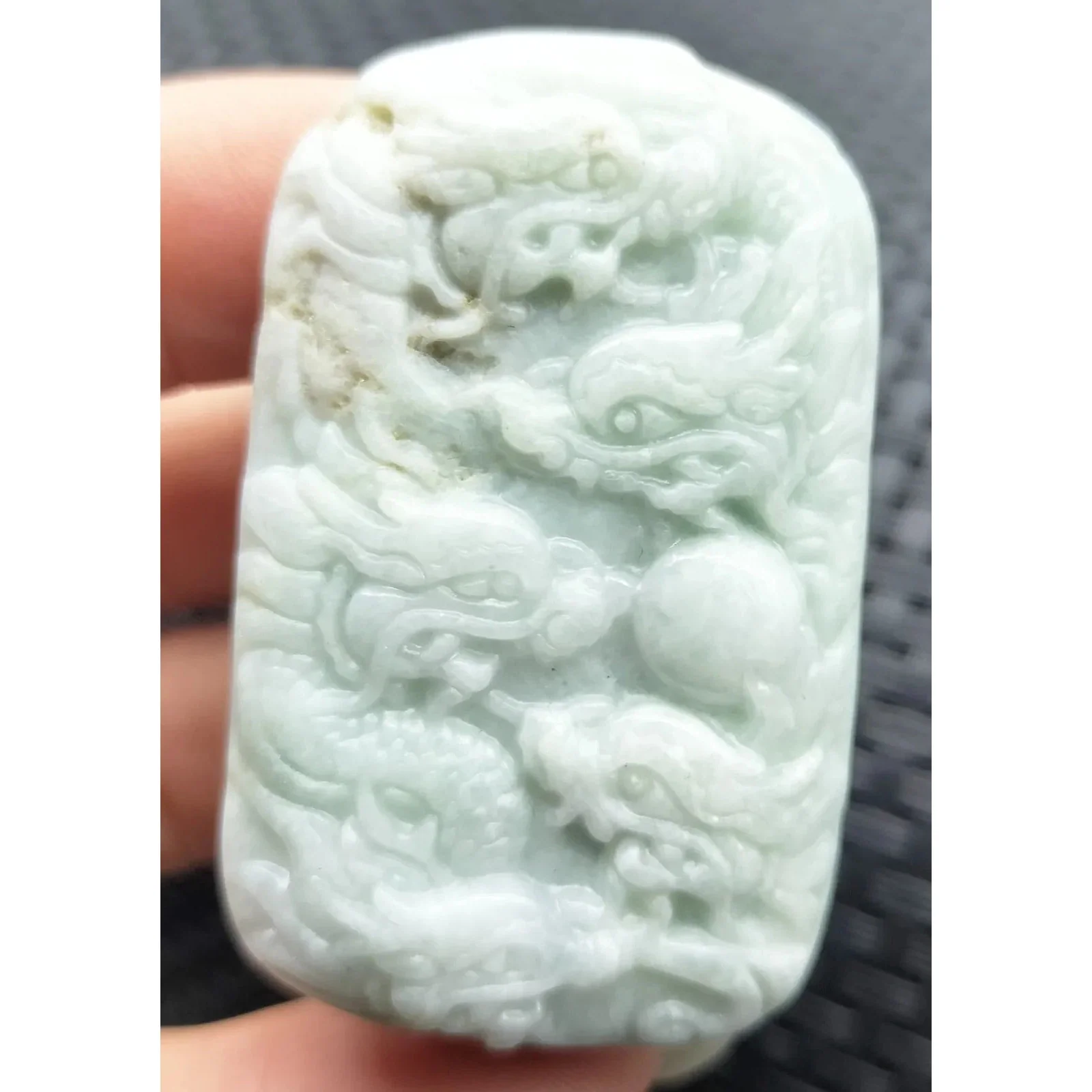 Certified Lavender Natural Type A Jade Jadeite Carved Nine Dragons Bead Pendant - Image 2