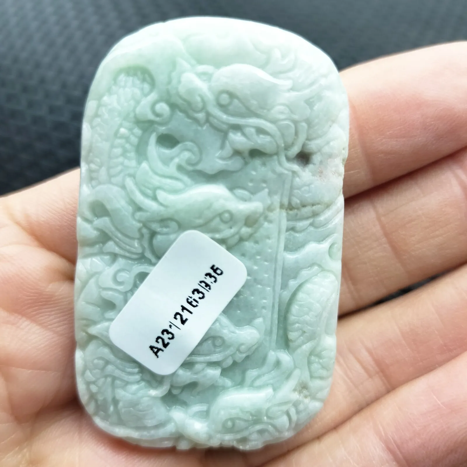 Certified Lavender Natural Type A Jade Jadeite Carved Nine Dragons Bead Pendant - Image 4