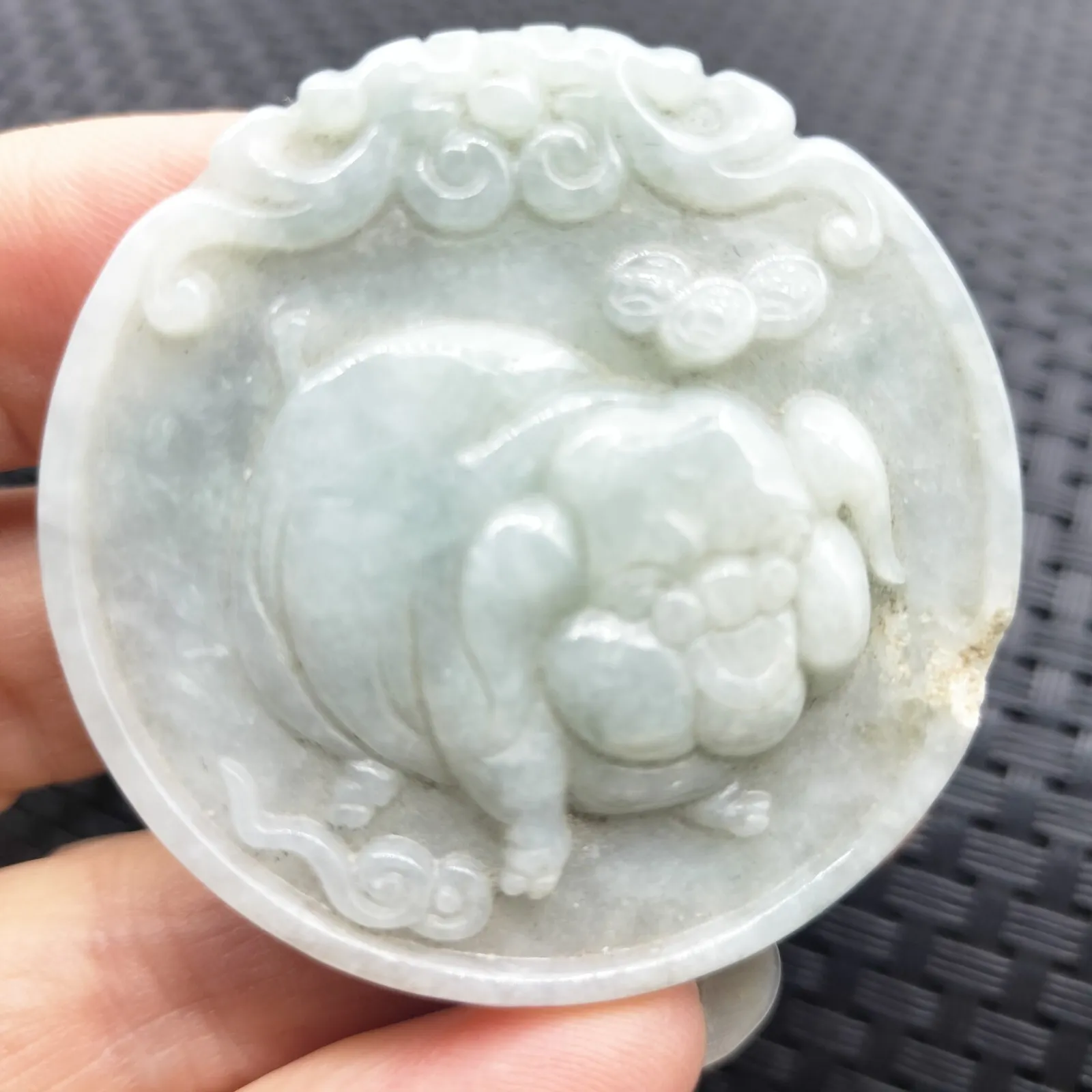 Certified Lavender Natural Type A Jade Jadeite Carved Pig Coin Pendant - Image 2