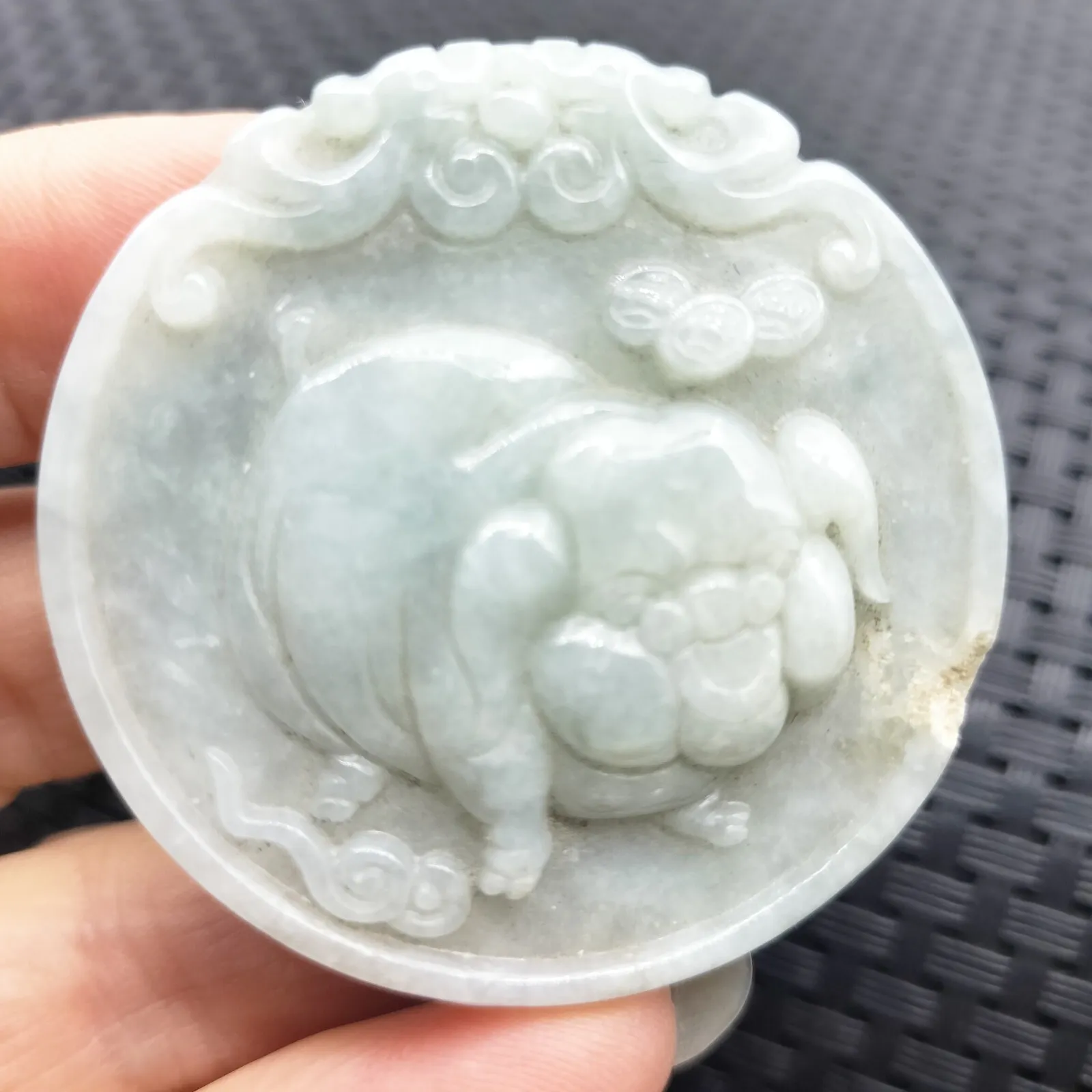 Certified Lavender Natural Type A Jade Jadeite Carved Pig Coin Pendant - Image 4