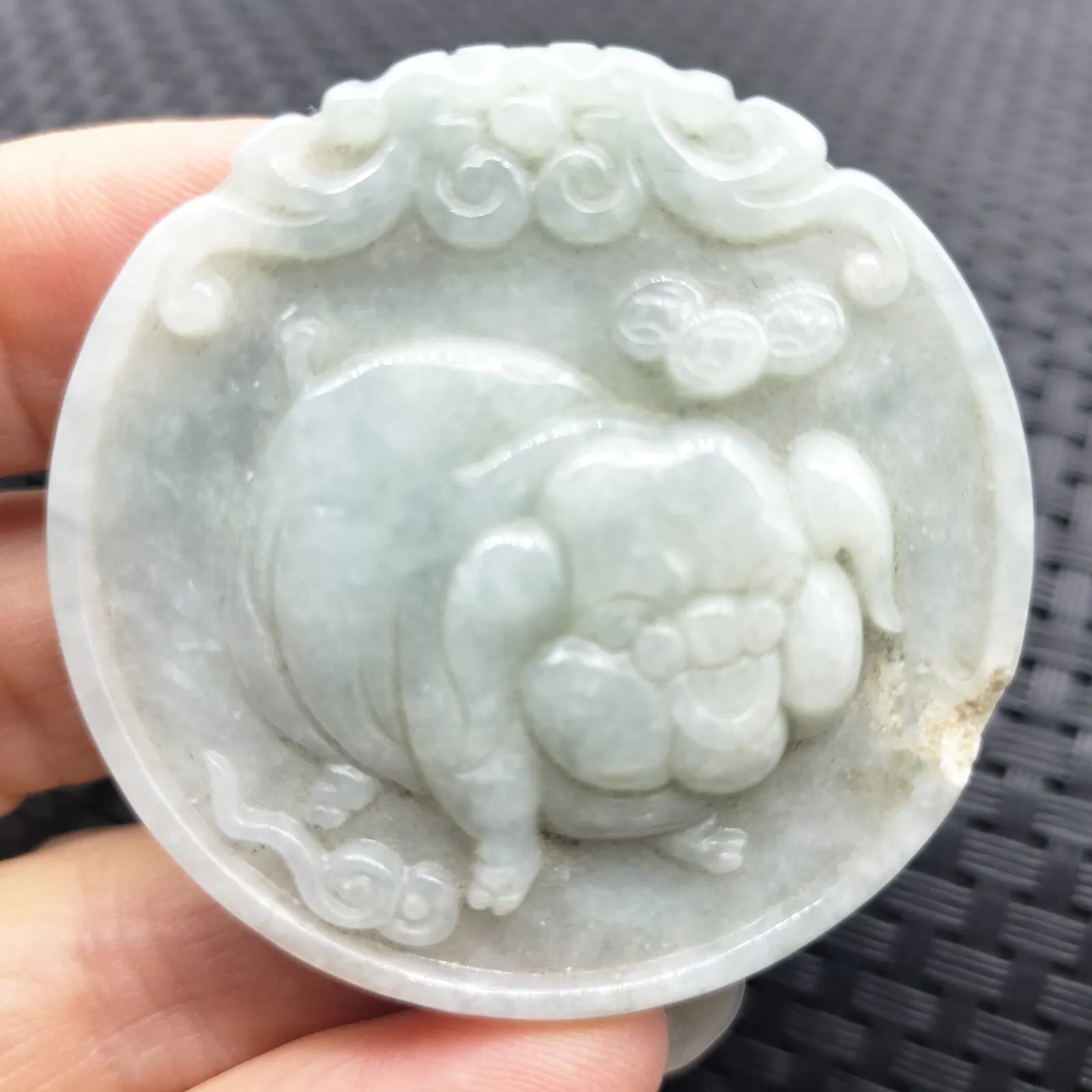 Certified Lavender Natural Type A Jade Jadeite Carved Pig Coin Pendant - Image 5