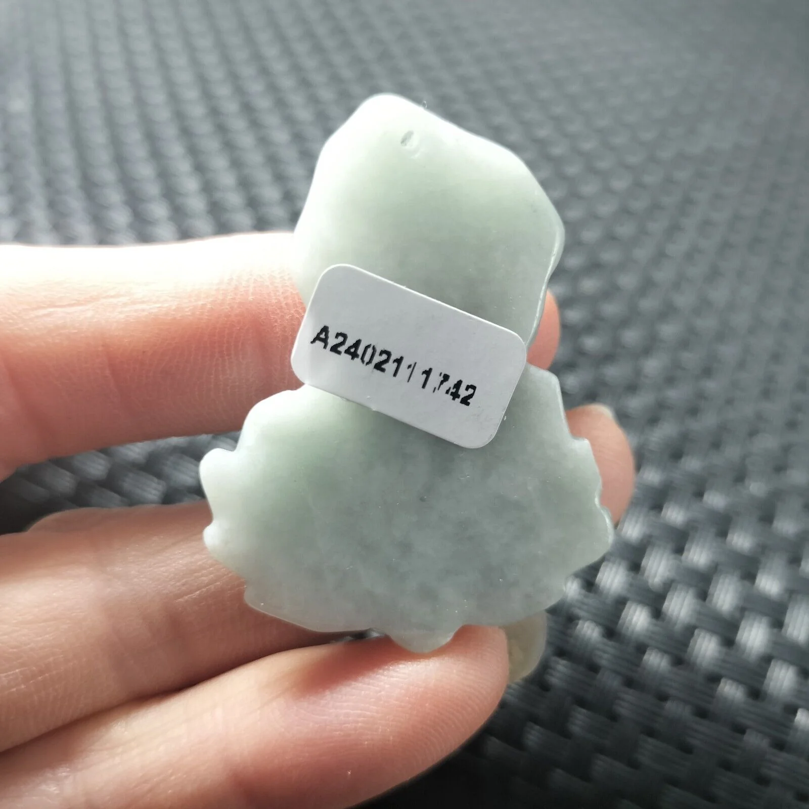 Certified Lavender Natural Type A Jadeite Carved Fo Lotus Flower Pendant - Image 6
