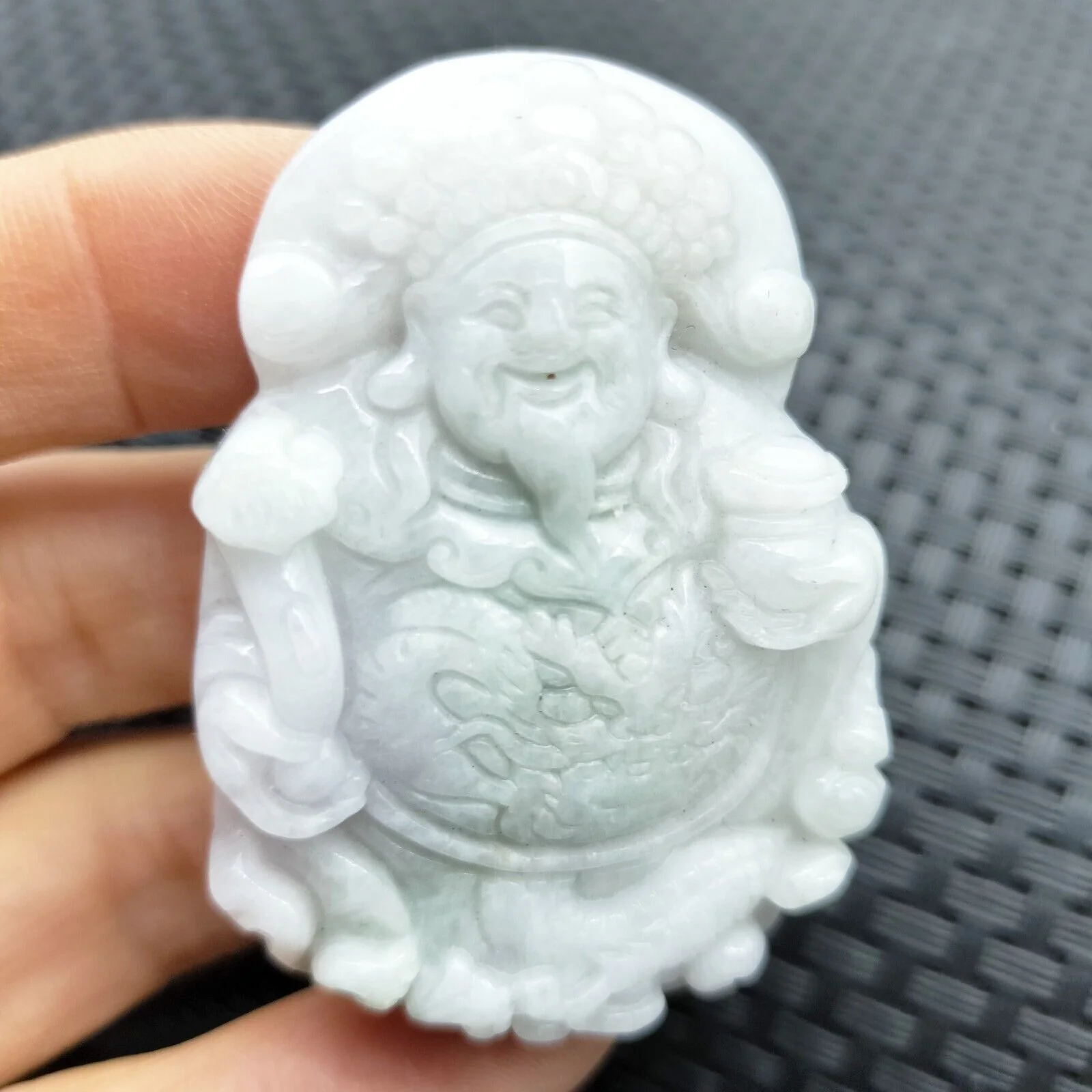 Certified Lavender Natural Type A Jadeite Carved God Of Wealth Ruyi Pendant - Image 2