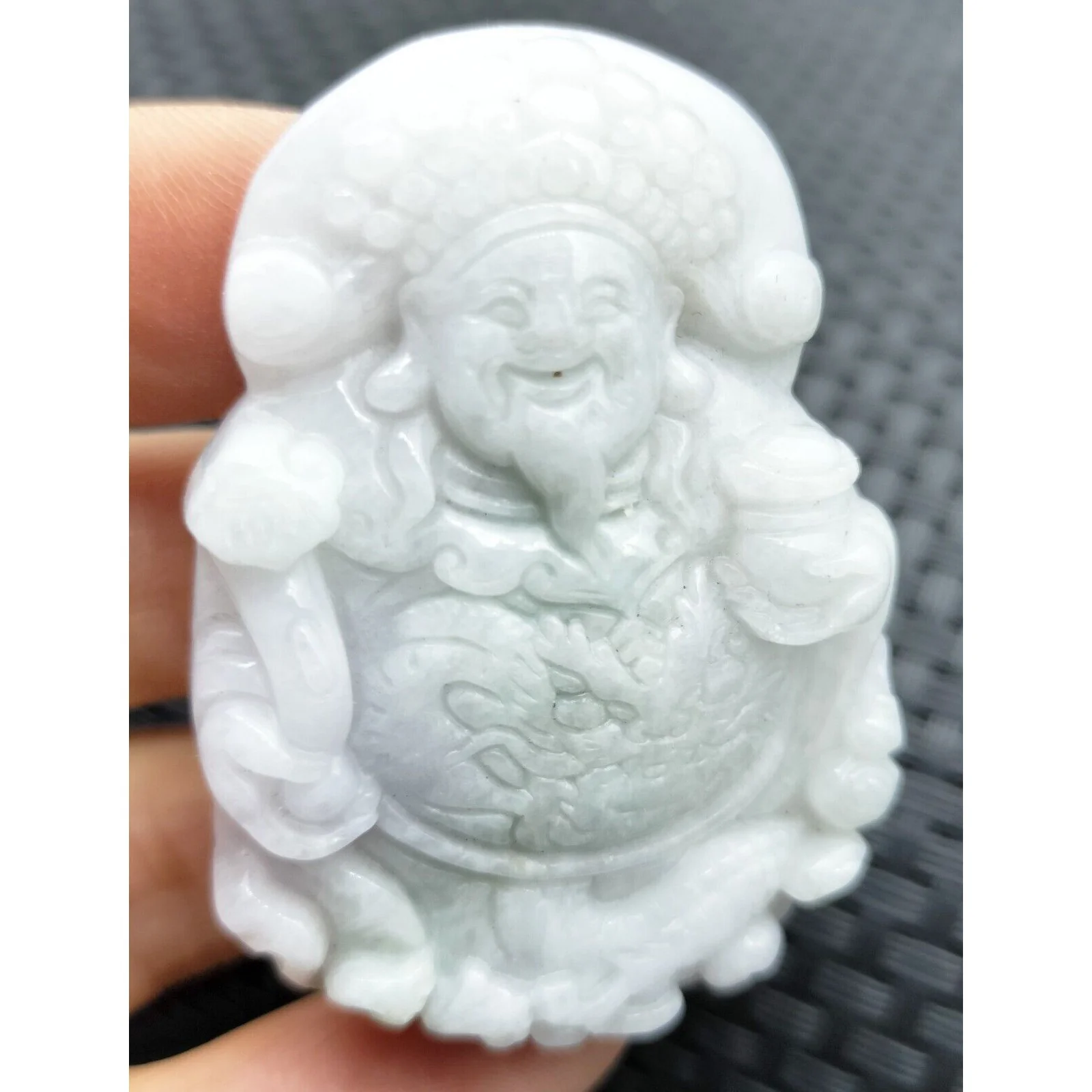 Certified Lavender Natural Type A Jadeite Carved God Of Wealth Ruyi Pendant - Image 4