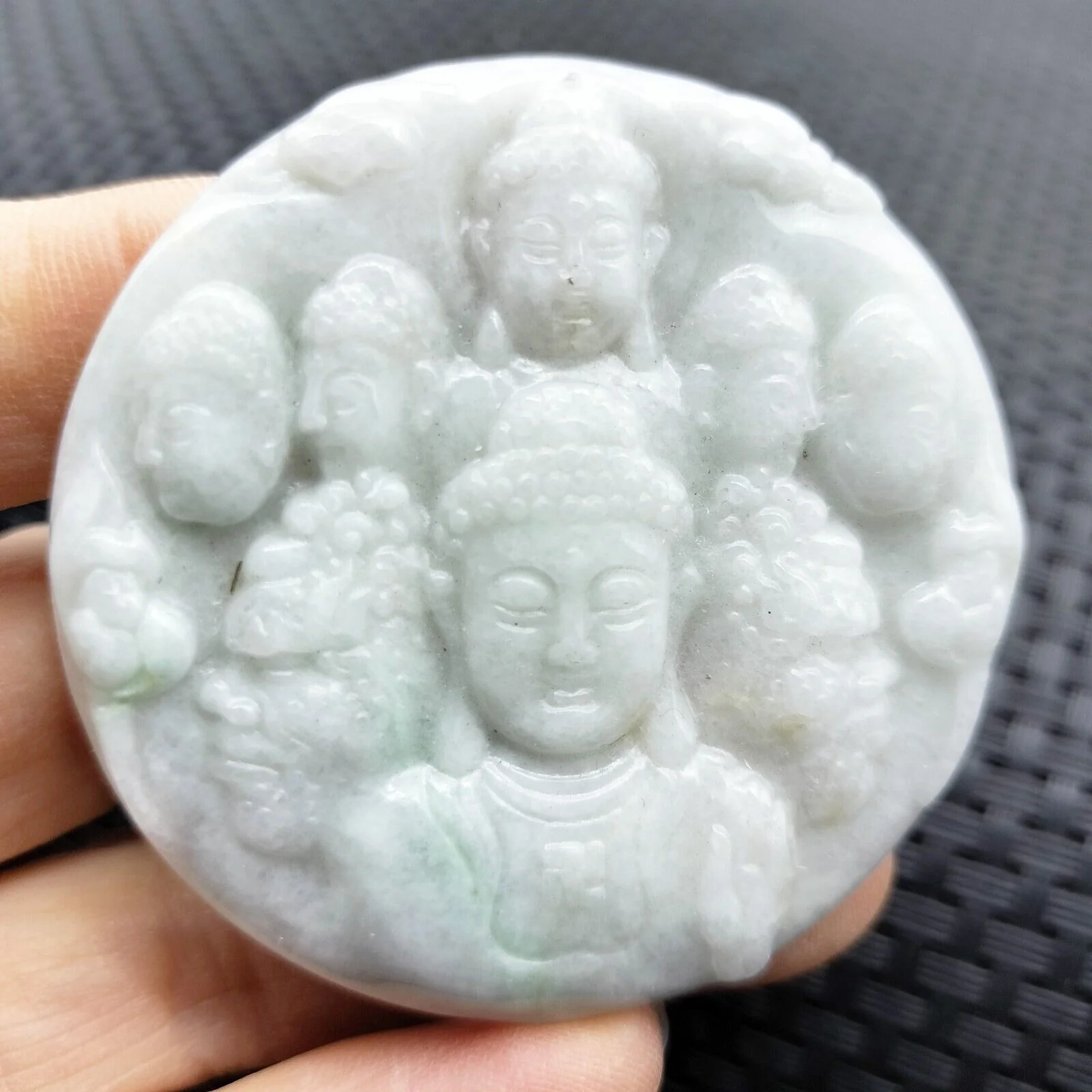 Certified Lavender Natural Type A Jadeite Carved Half Buddha Half Devil Pendant - Image 3