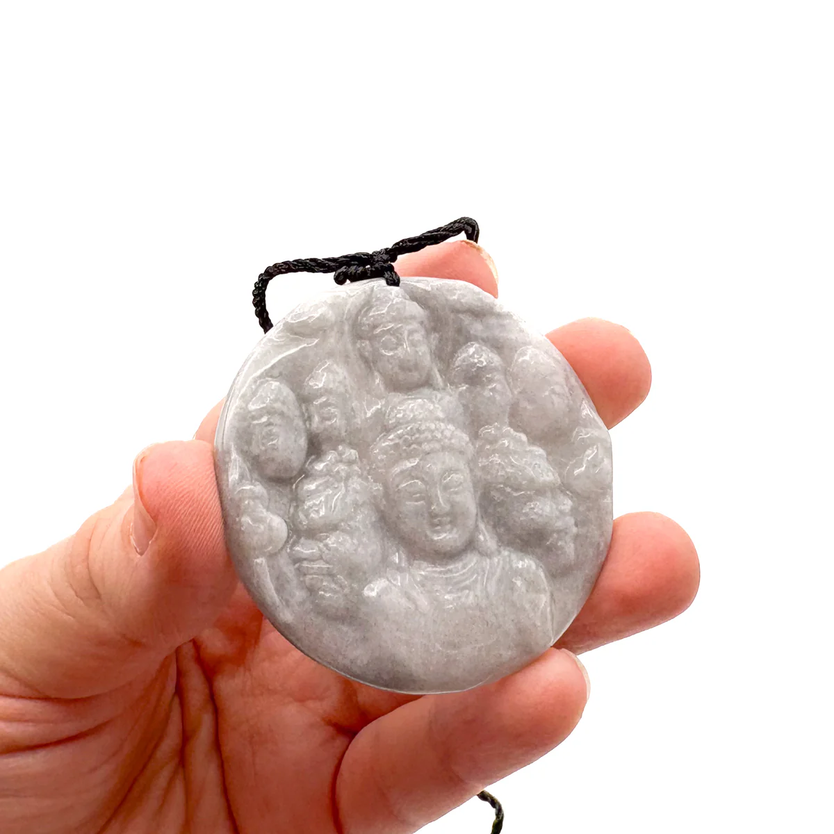 Certified Lavender Natural Type A Jadeite Carved Half Buddha Half Devil Pendant - Image 12