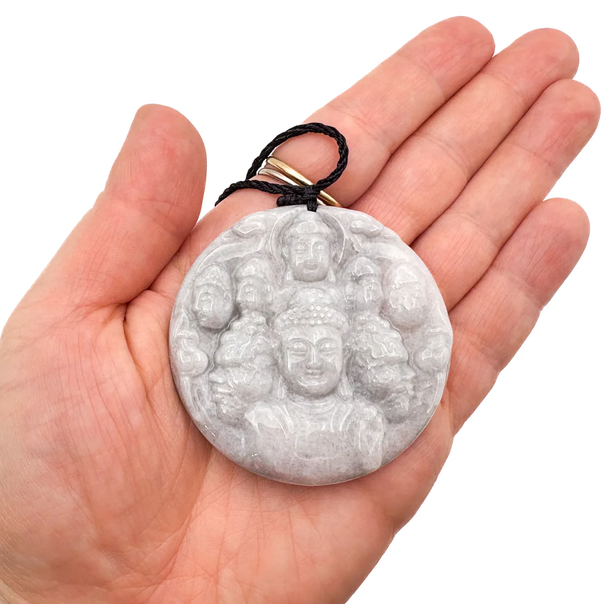 Certified Lavender Natural Type A Jadeite Carved Half Buddha Half Devil Pendant - Image 13