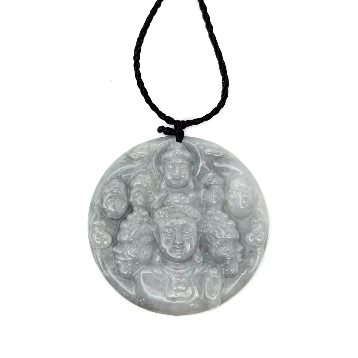 Certified Lavender Natural Type A Jadeite Carved Half Buddha Half Devil Pendant - Image 2