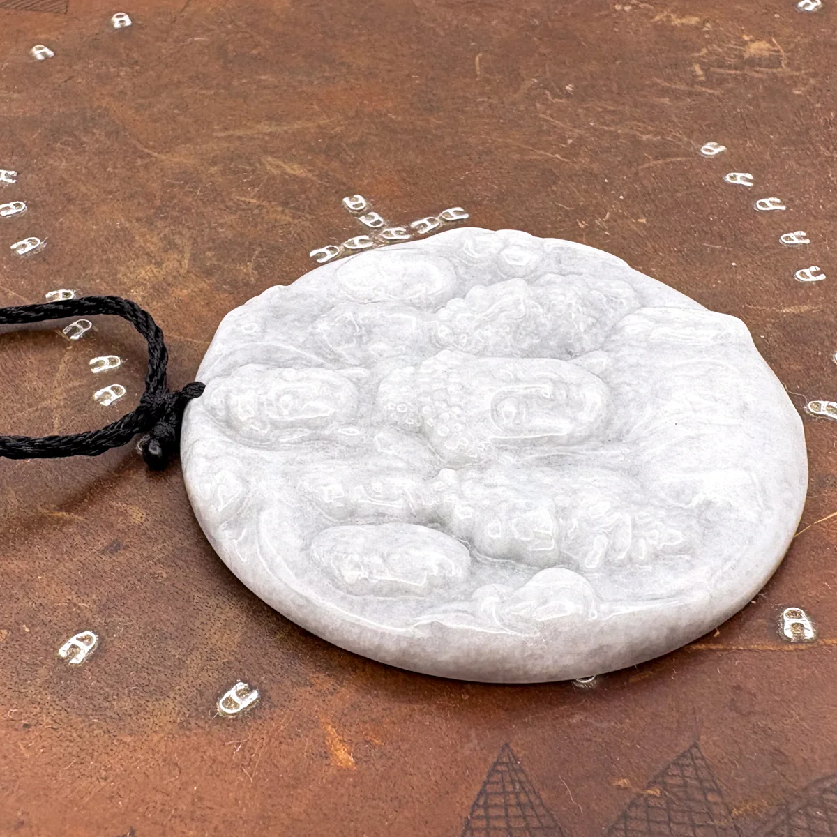 Certified Lavender Natural Type A Jadeite Carved Half Buddha Half Devil Pendant - Image 3