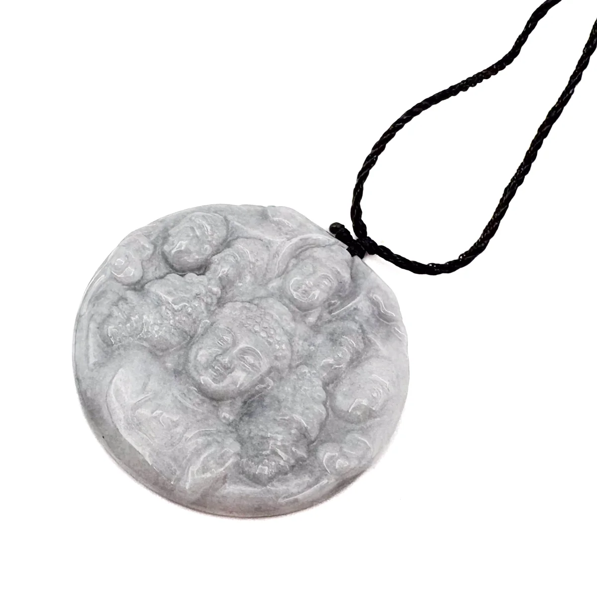 Certified Lavender Natural Type A Jadeite Carved Half Buddha Half Devil Pendant - Image 4