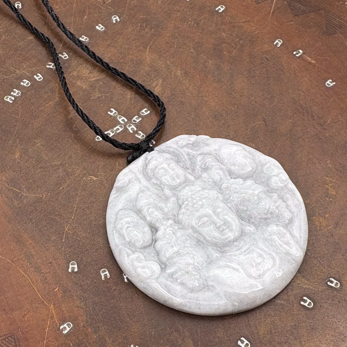 Certified Lavender Natural Type A Jadeite Carved Half Buddha Half Devil Pendant - Image 5