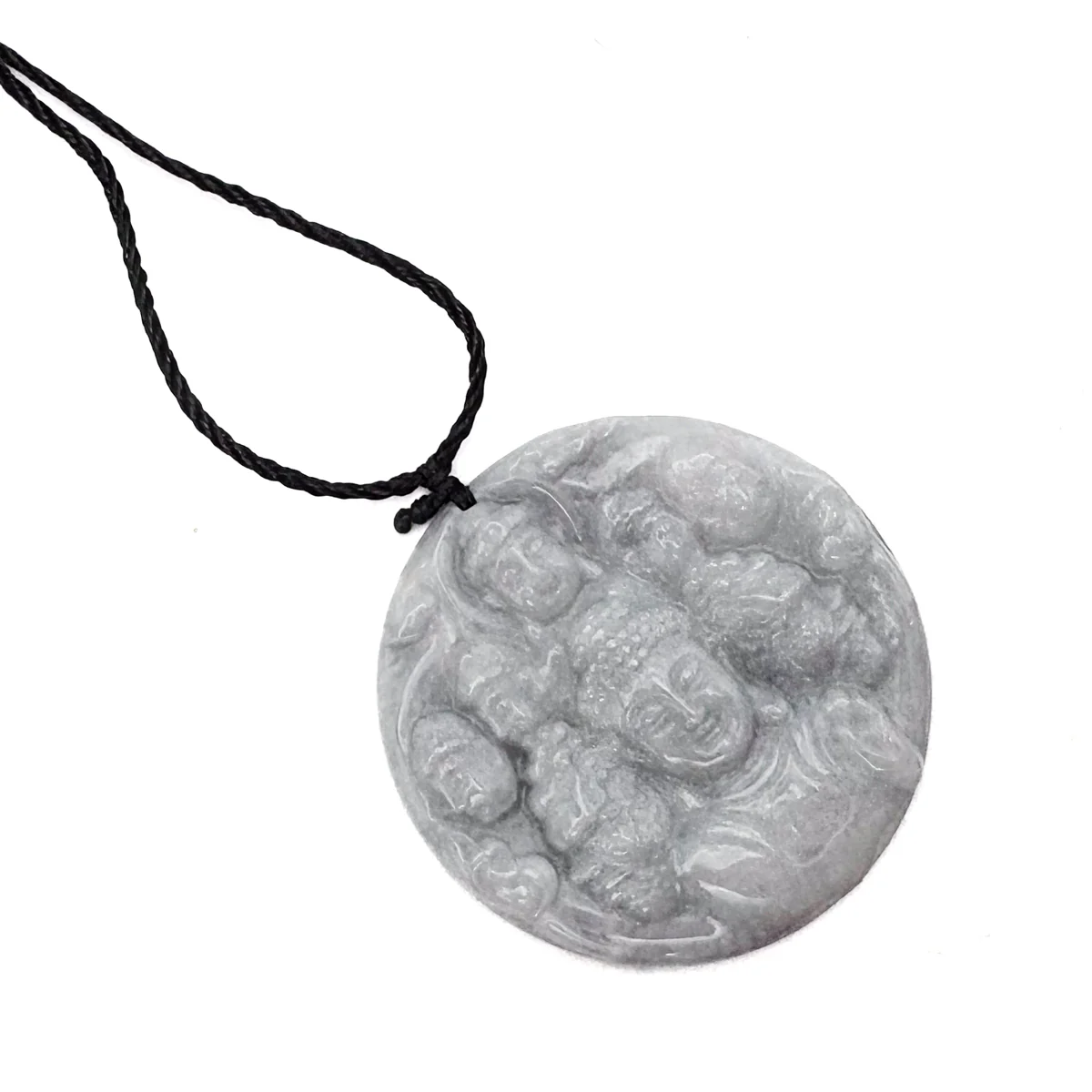 Certified Lavender Natural Type A Jadeite Carved Half Buddha Half Devil Pendant - Image 6