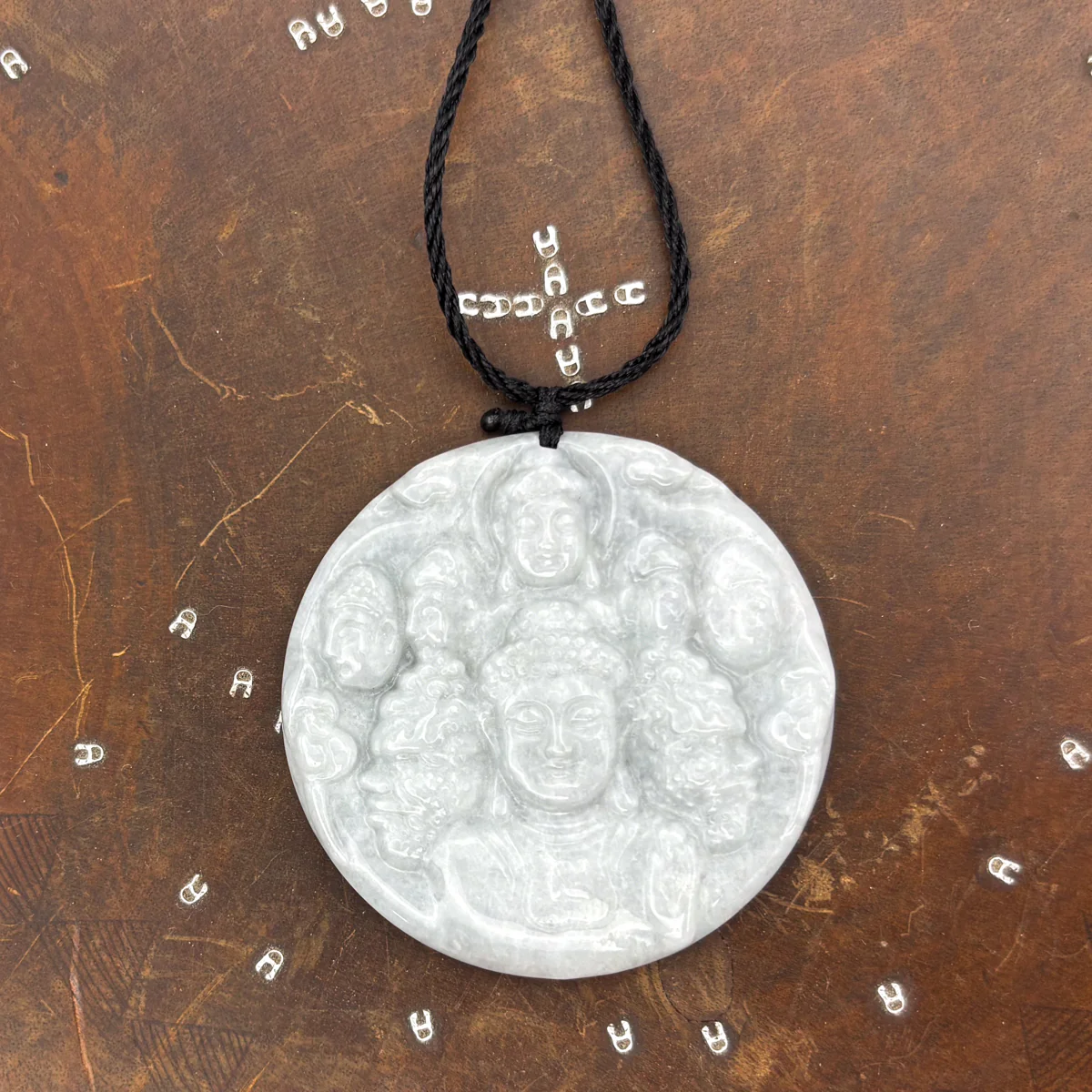 Certified Lavender Natural Type A Jadeite Carved Half Buddha Half Devil Pendant - Image 7