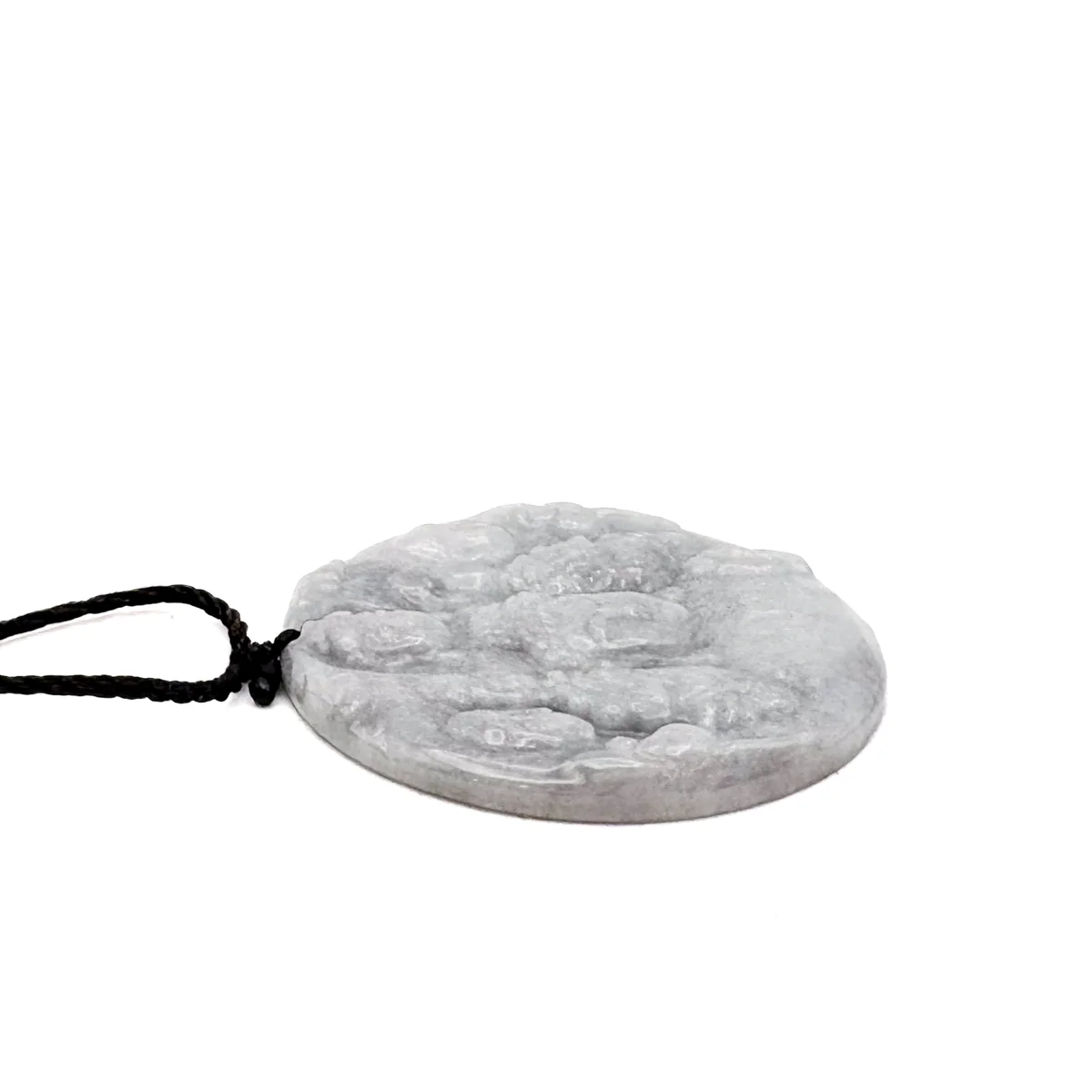 Certified Lavender Natural Type A Jadeite Carved Half Buddha Half Devil Pendant - Image 8