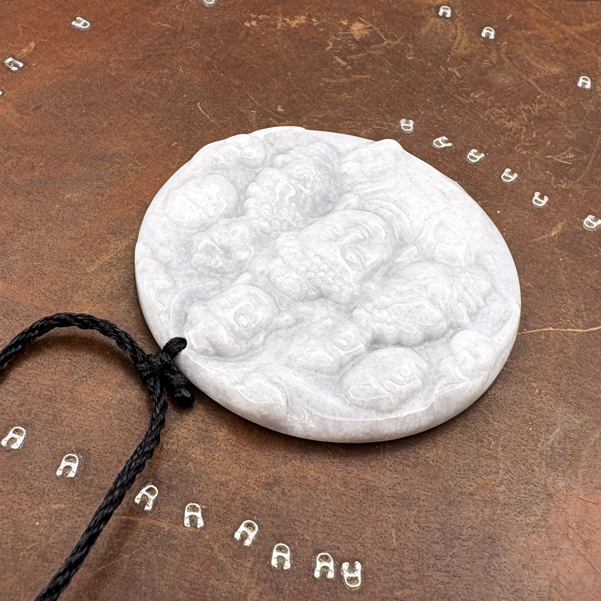 Certified Lavender Natural Type A Jadeite Carved Half Buddha Half Devil Pendant - Image 9