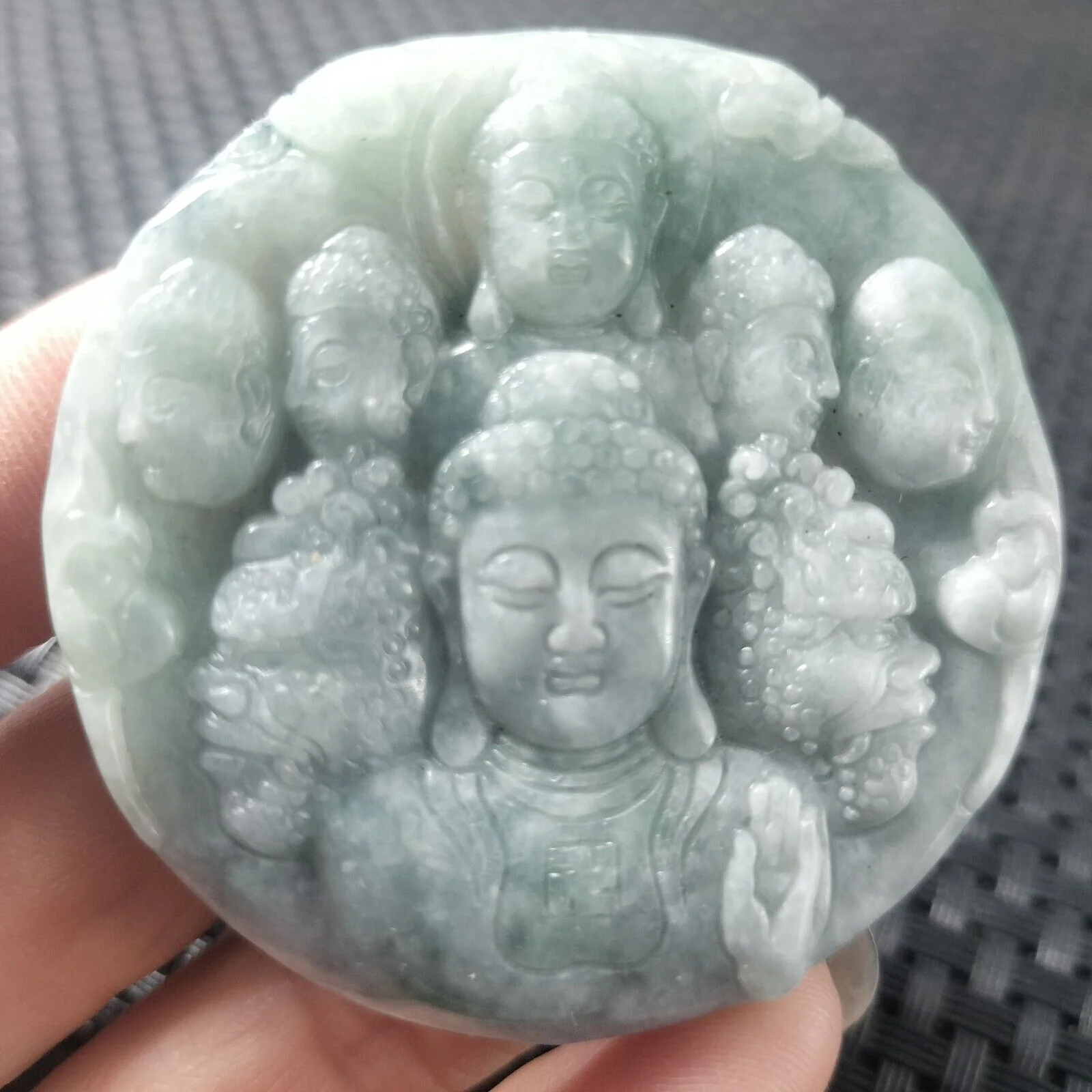 Certified Lavender Natural Type A Jadeite Carved Half Buddha Half Devil Pendant Necklace - Image 2