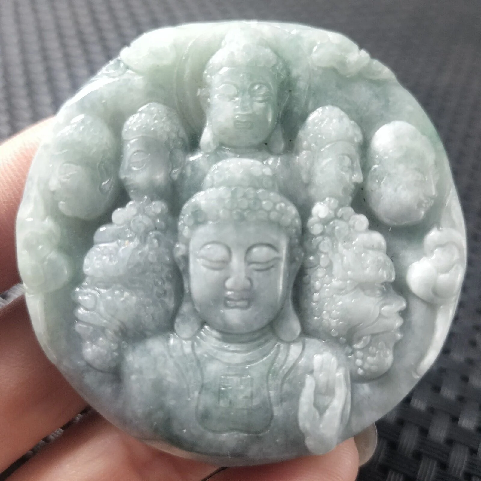 Certified Lavender Natural Type A Jadeite Carved Half Buddha Half Devil Pendant Necklace - Image 3