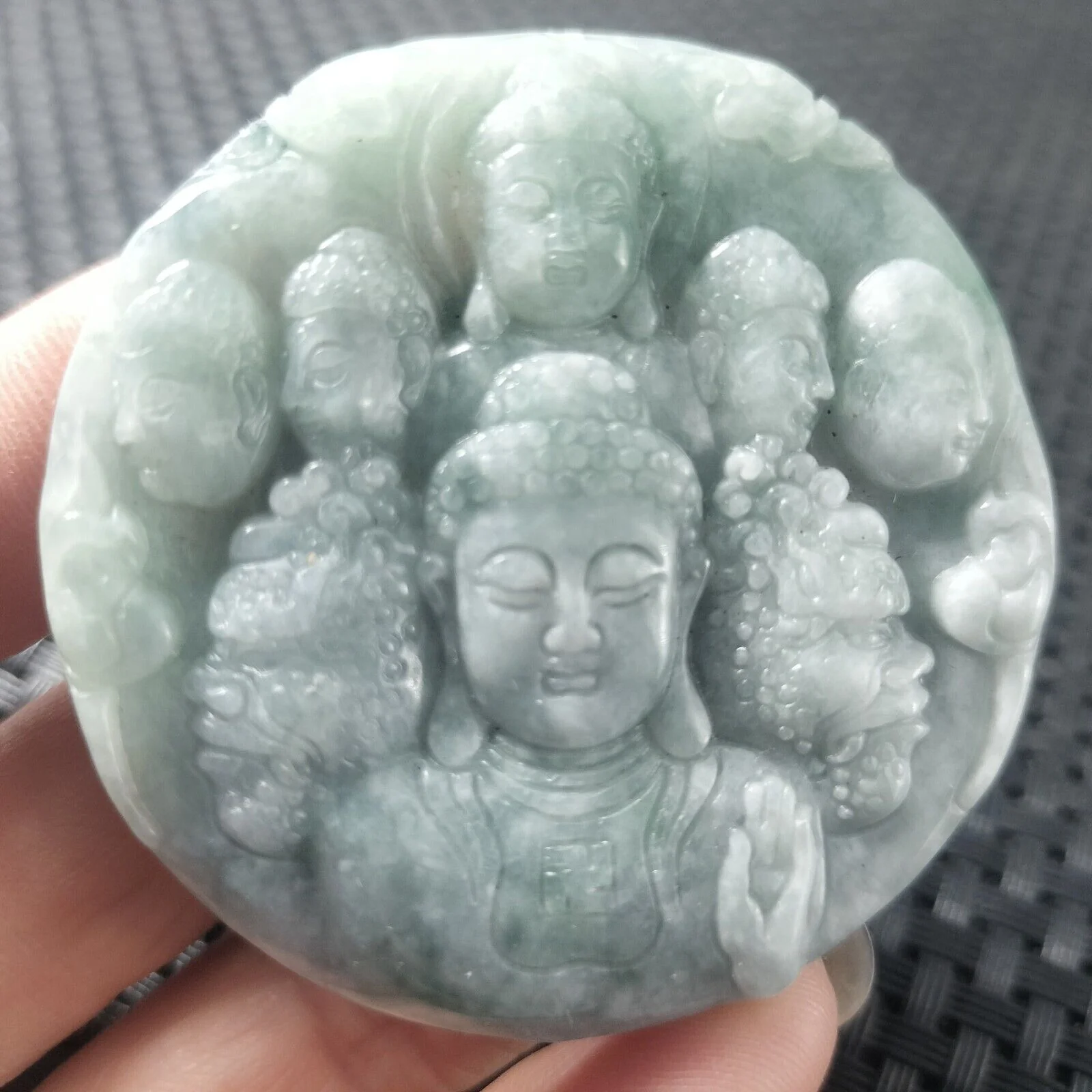 Certified Lavender Natural Type A Jadeite Carved Half Buddha Half Devil Pendant Necklace - Image 4