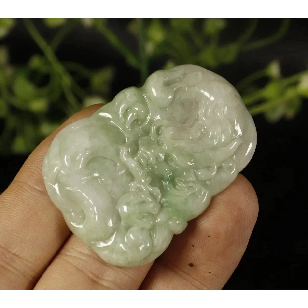 Certified Light Green 100% Natural A Jade Jadeite Pendant Dragon - Image 3