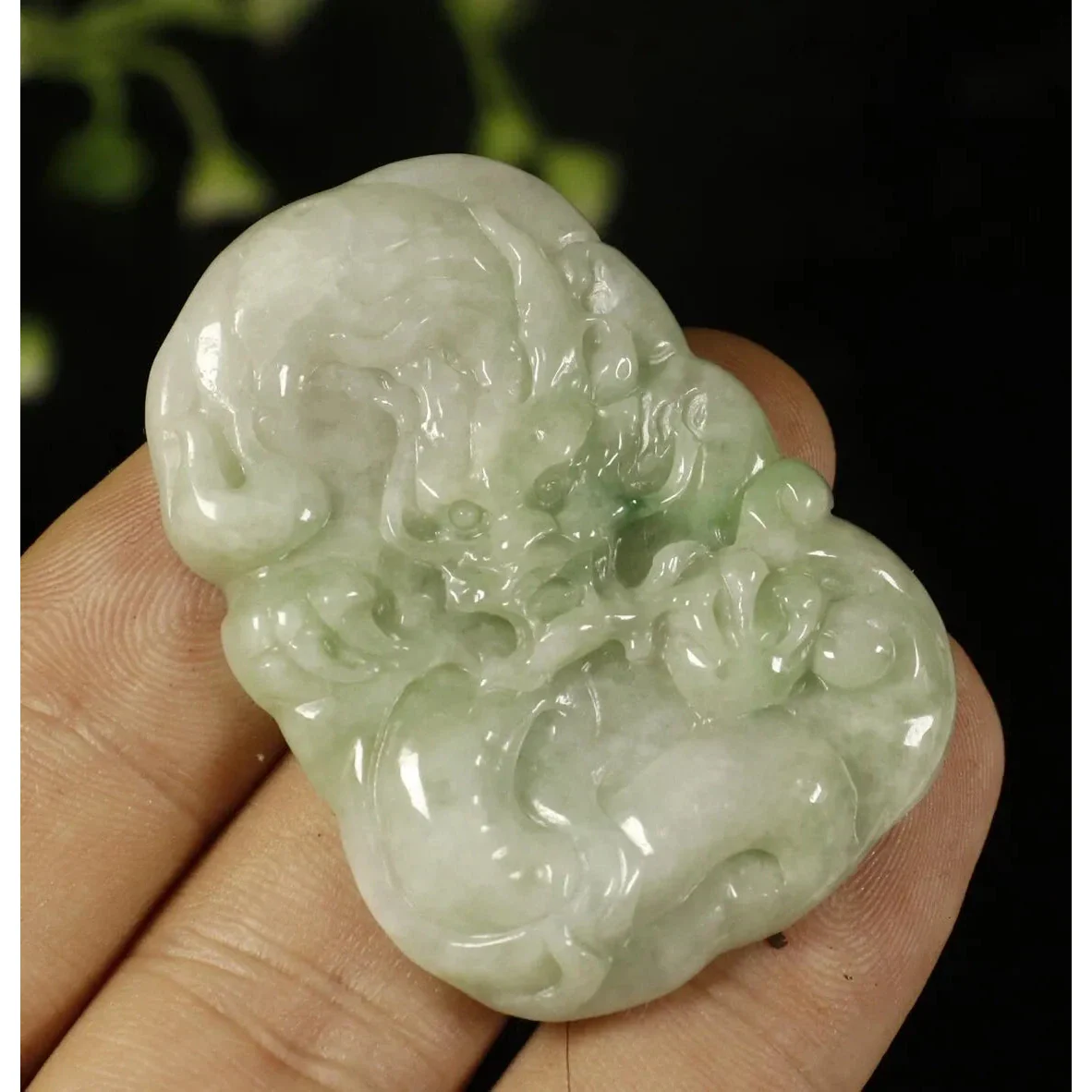 Certified Light Green 100% Natural A Jade Jadeite Pendant Dragon - Image 4