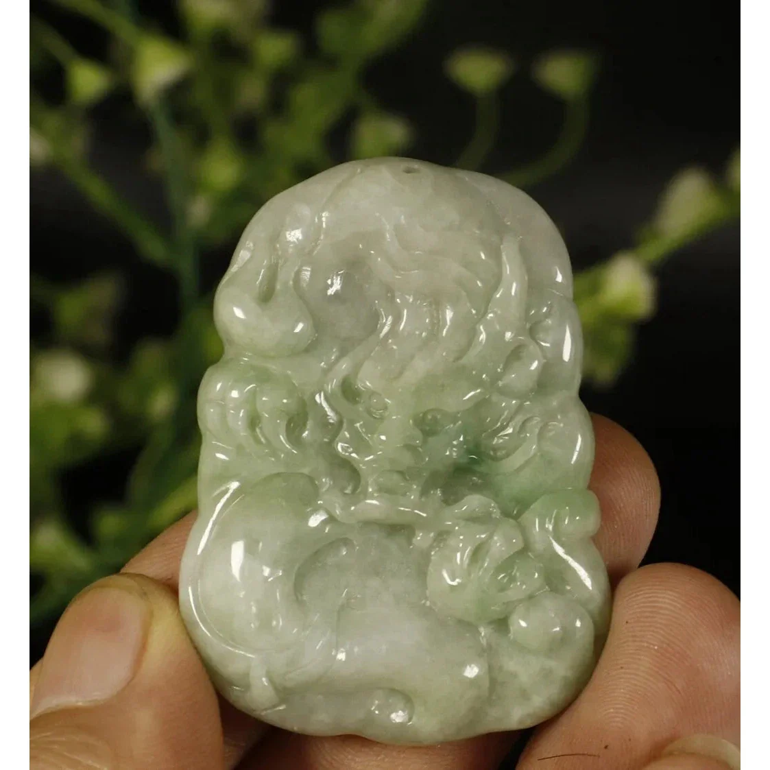 Certified Light Green 100% Natural A Jade Jadeite Pendant Dragon - Image 5