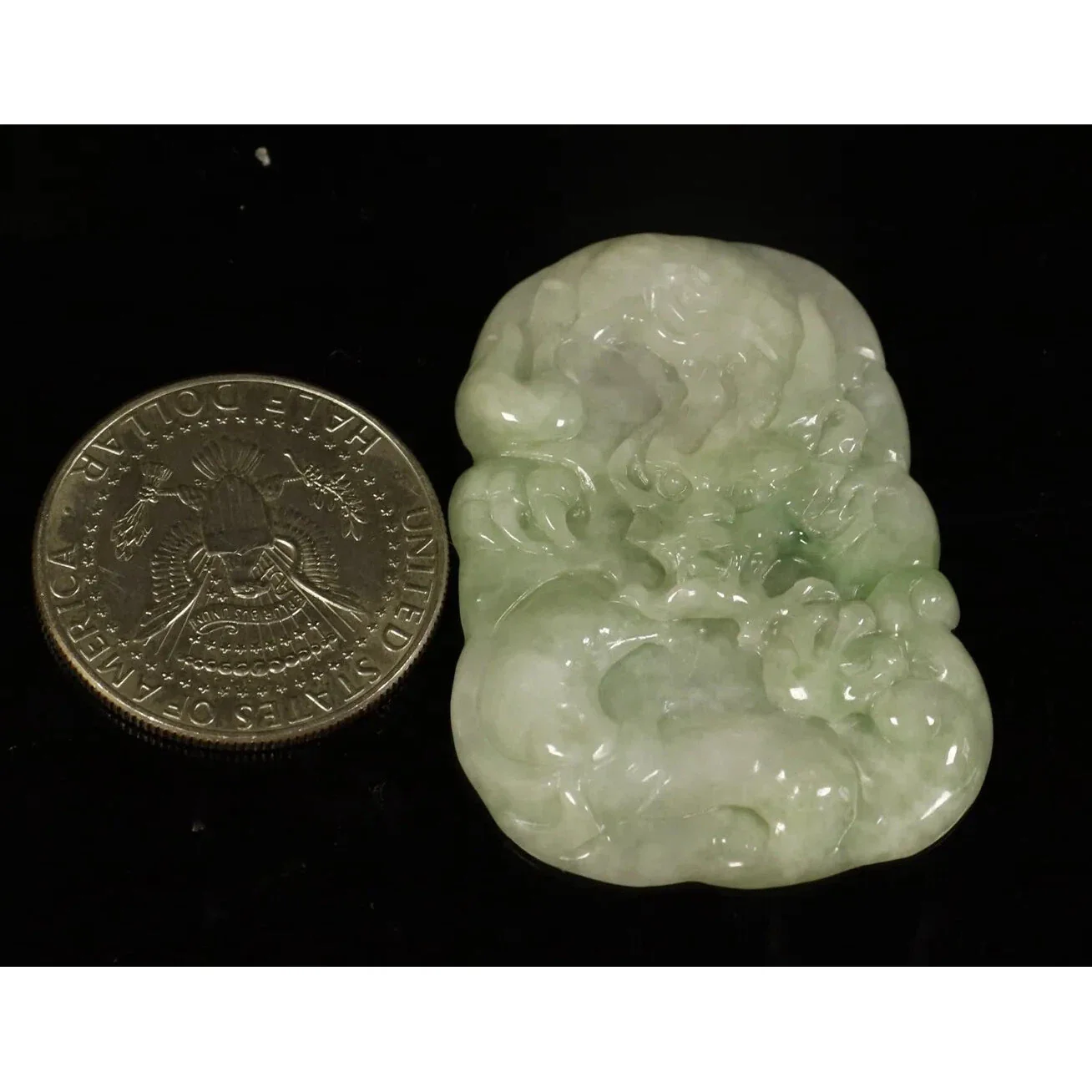 Certified Light Green 100% Natural A Jade Jadeite Pendant Dragon - Image 7