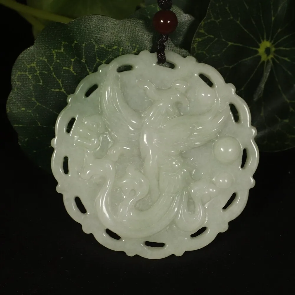 Certified Light Green 100% Natural A Jade Jadeite Pendant Phoenix - Image 5