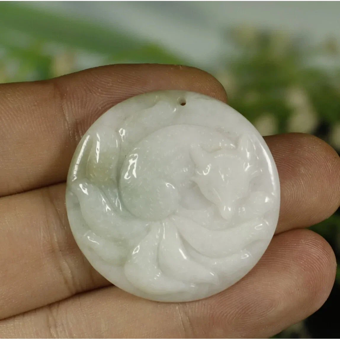 Certified Light Green 100% Natural A Jadeite Jade Pendant Fox - Image 3