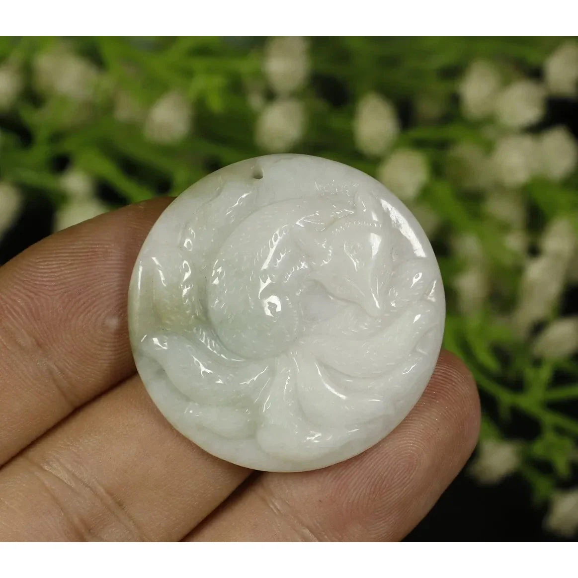 Certified Light Green 100% Natural A Jadeite Jade Pendant Fox - Image 4