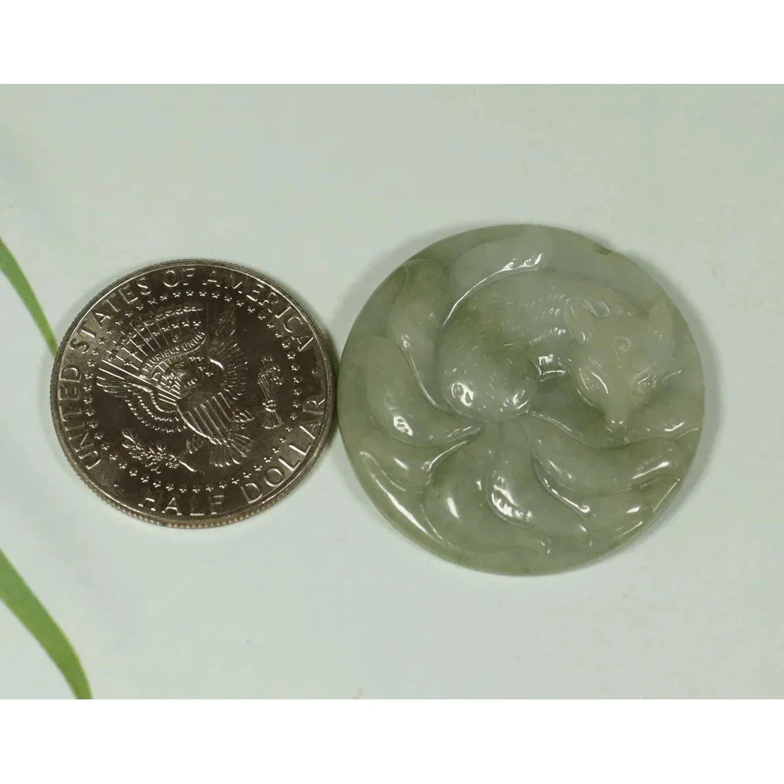 Certified Light Green 100% Natural A Jadeite Jade Pendant Fox - Image 7