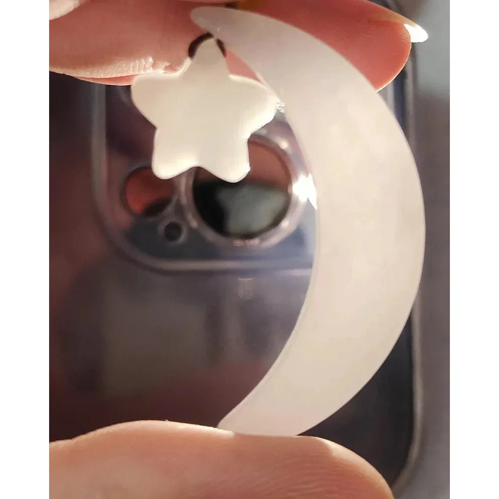 Certified Light Green Natural A Jade Jadeite China Style Moon & Star Pendant - Image 5