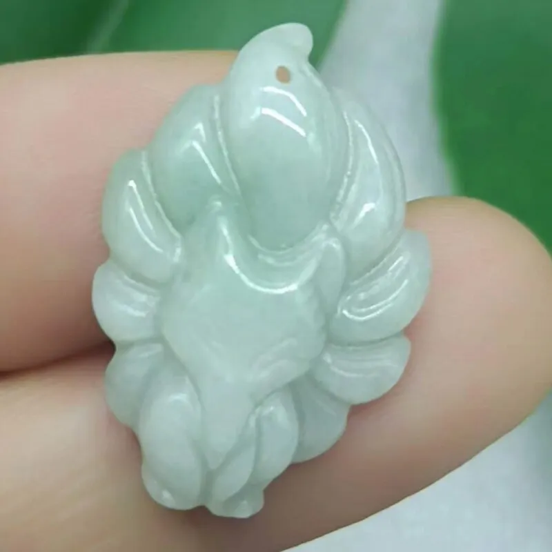 Certified Light Green Natural A Jade Jadeite China Style Pendant Fox - Image 2