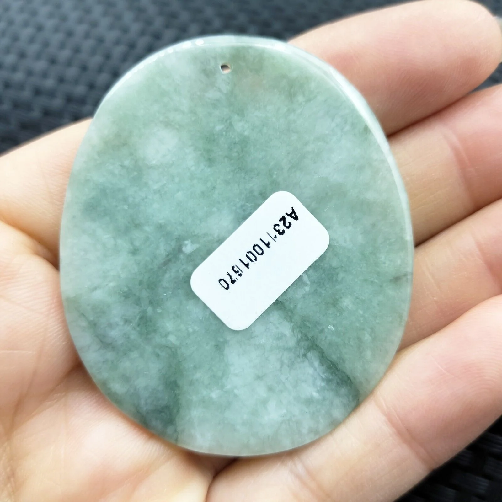 Certified Light Green Natural A Jadeite Carved Happy Buddha God Ruyi Pendant Necklace - Image 2