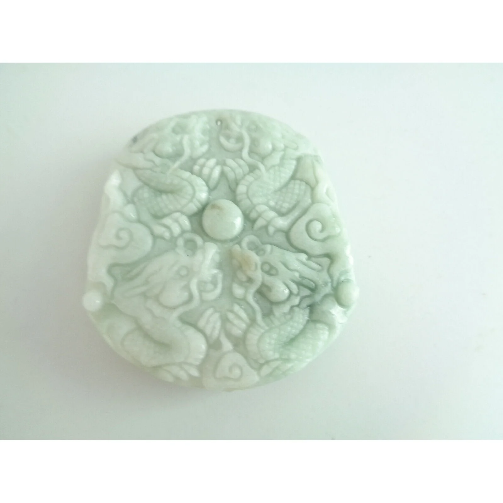 Certified Light Green Natural A Jadeite Guanyin Kwan Yin God Nine Dragon Pendant - Image 2