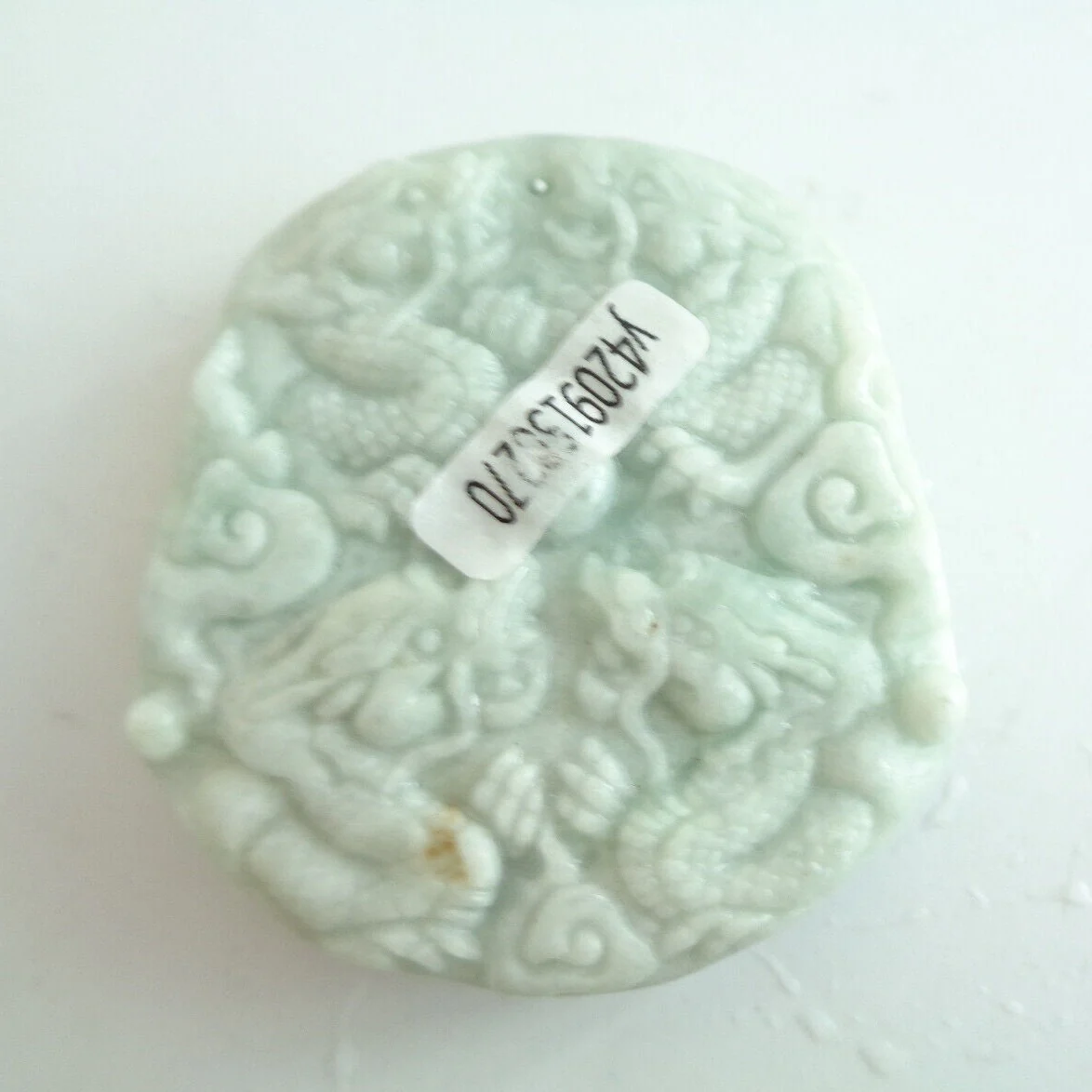 Certified Light Green Natural A Jadeite Guanyin Kwan Yin God Nine Dragon Pendant - Image 2