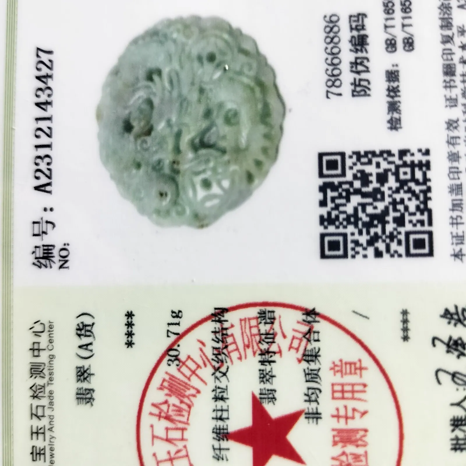 Certified Light Green Natural Type A Jade Jadeite Carved Dragon Coin Pendant - Image 4