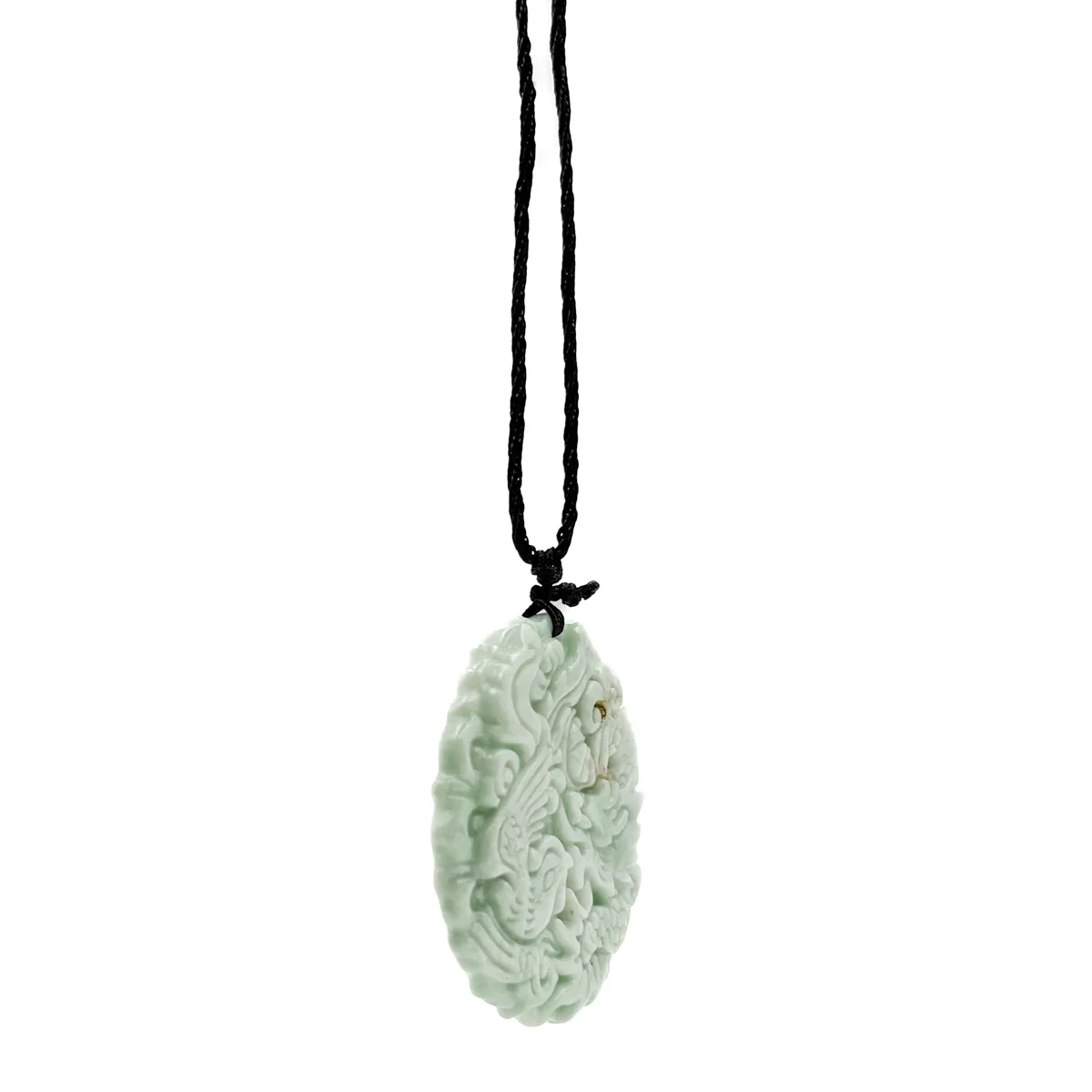 Certified Light Green Natural Type A Jade Jadeite Carved Dragon Phoenix Pendant - Image 10