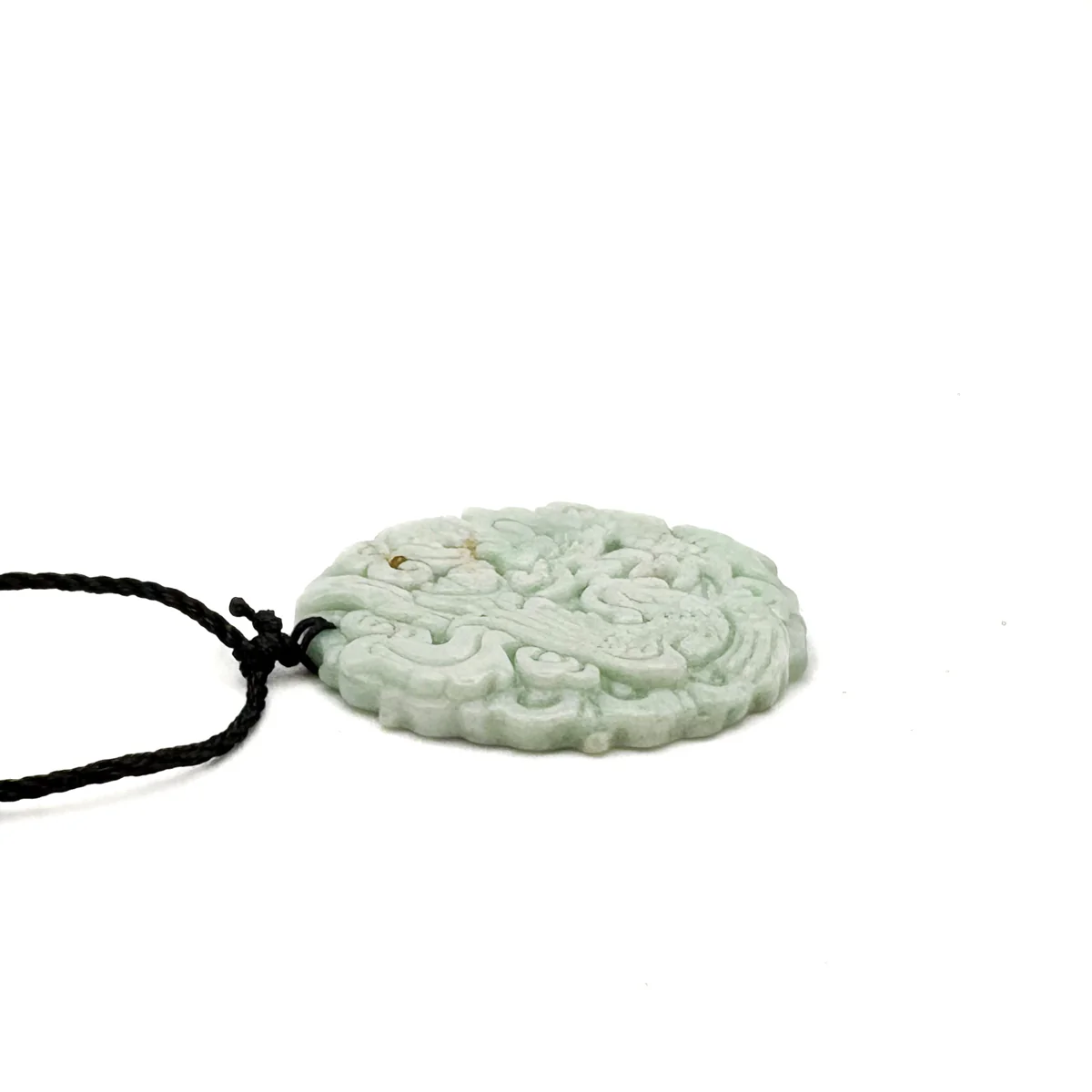 Certified Light Green Natural Type A Jade Jadeite Carved Dragon Phoenix Pendant - Image 8