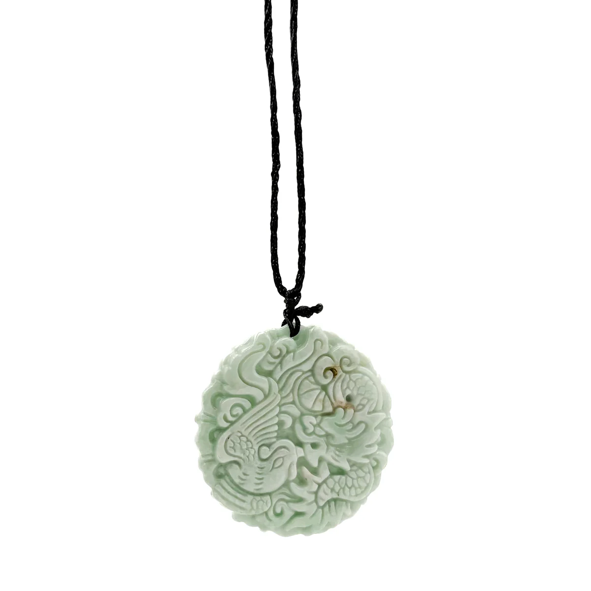 Certified Light Green Natural Type A Jade Jadeite Carved Dragon Phoenix Pendant - Image 9