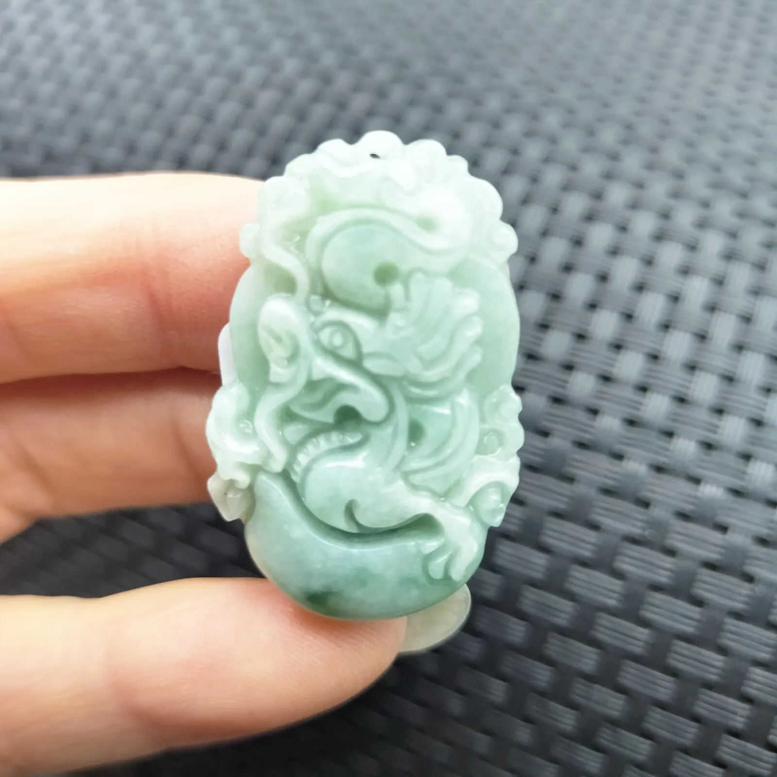 Certified Light Green Natural Type A Jade Jadeite Carved Dragon YuanBao Pendant - Image 4