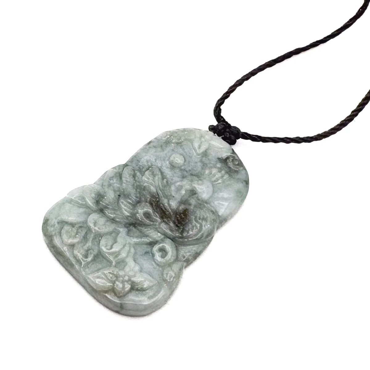 Certified Light Green Natural Type A Jade Jadeite Carved Peacock Pendant - Image 6