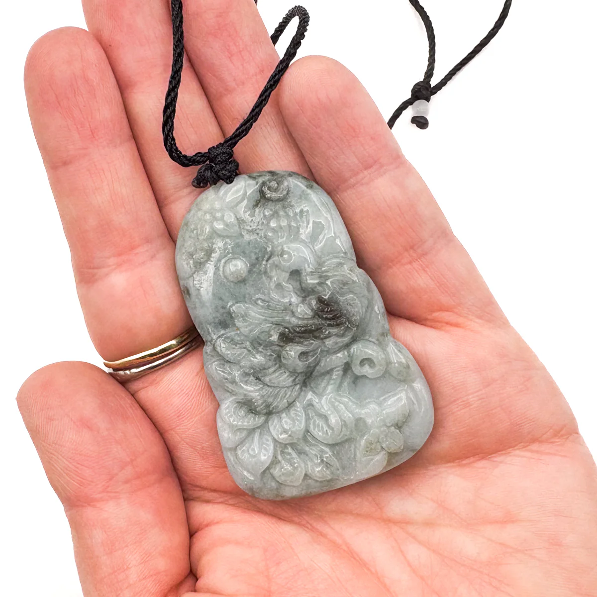 Certified Light Green Natural Type A Jade Jadeite Carved Peacock Pendant - Image 9