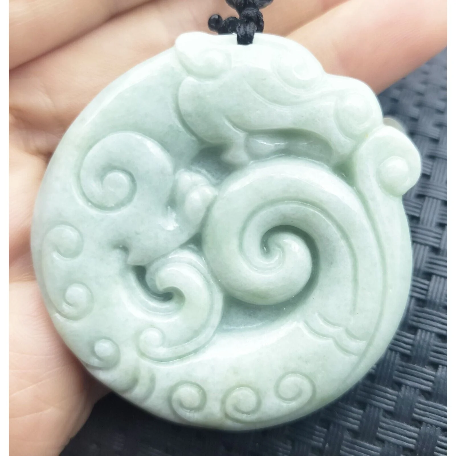 Certified Light Green Natural Type A Jadeite Retro Style Dragon Pi Xiu Pendant - Image 2