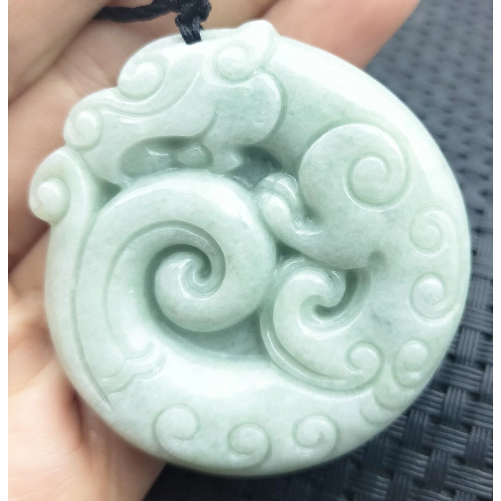Certified Light Green Natural Type A Jadeite Retro Style Dragon Pi Xiu Pendant - Image 4