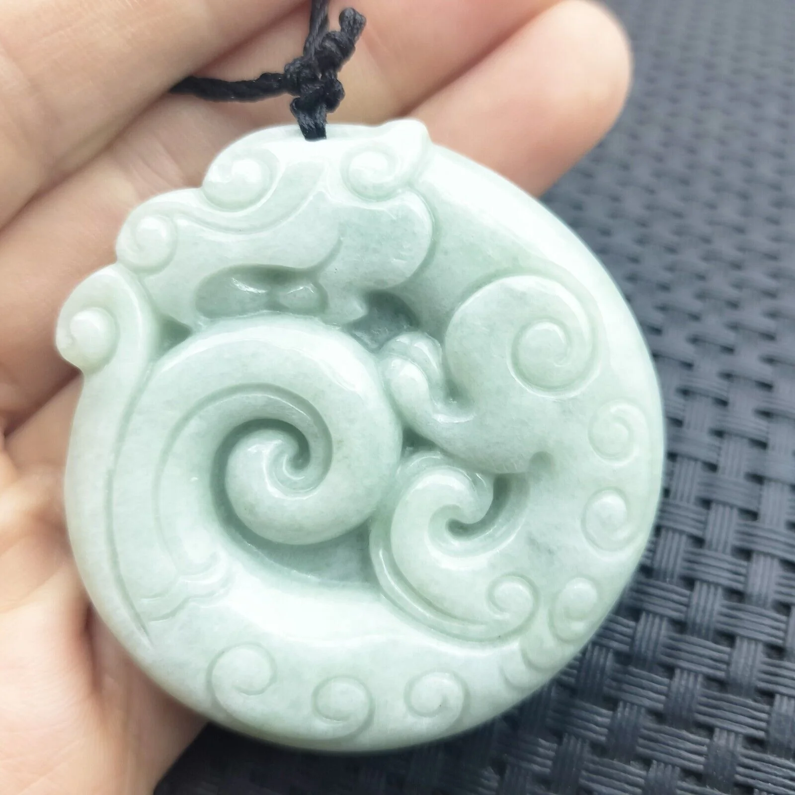 Certified Light Green Natural Type A Jadeite Retro Style Dragon Pi Xiu Pendant - Image 5