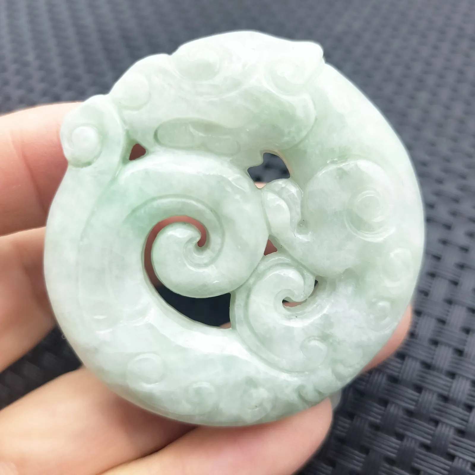 Certified Light Green Natural Type A Jadeite Retro Style Dragon Pi Xiu Pendant - Image 2