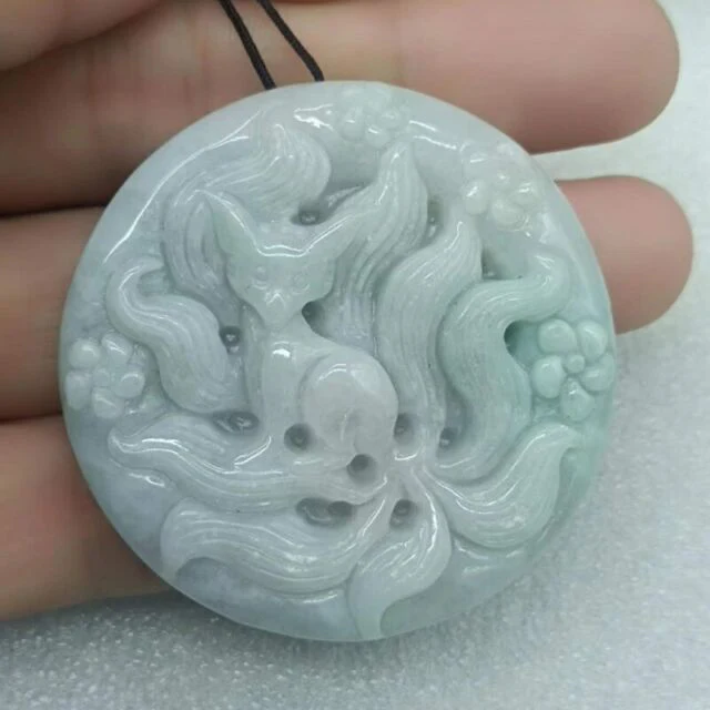 Certified Light Green Purple Natural A Jade Jadeite China Style Pendant Fox - Image 10