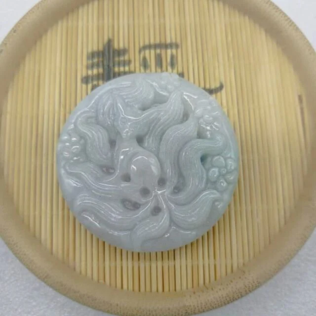 Certified Light Green Purple Natural A Jade Jadeite China Style Pendant Fox - Image 11